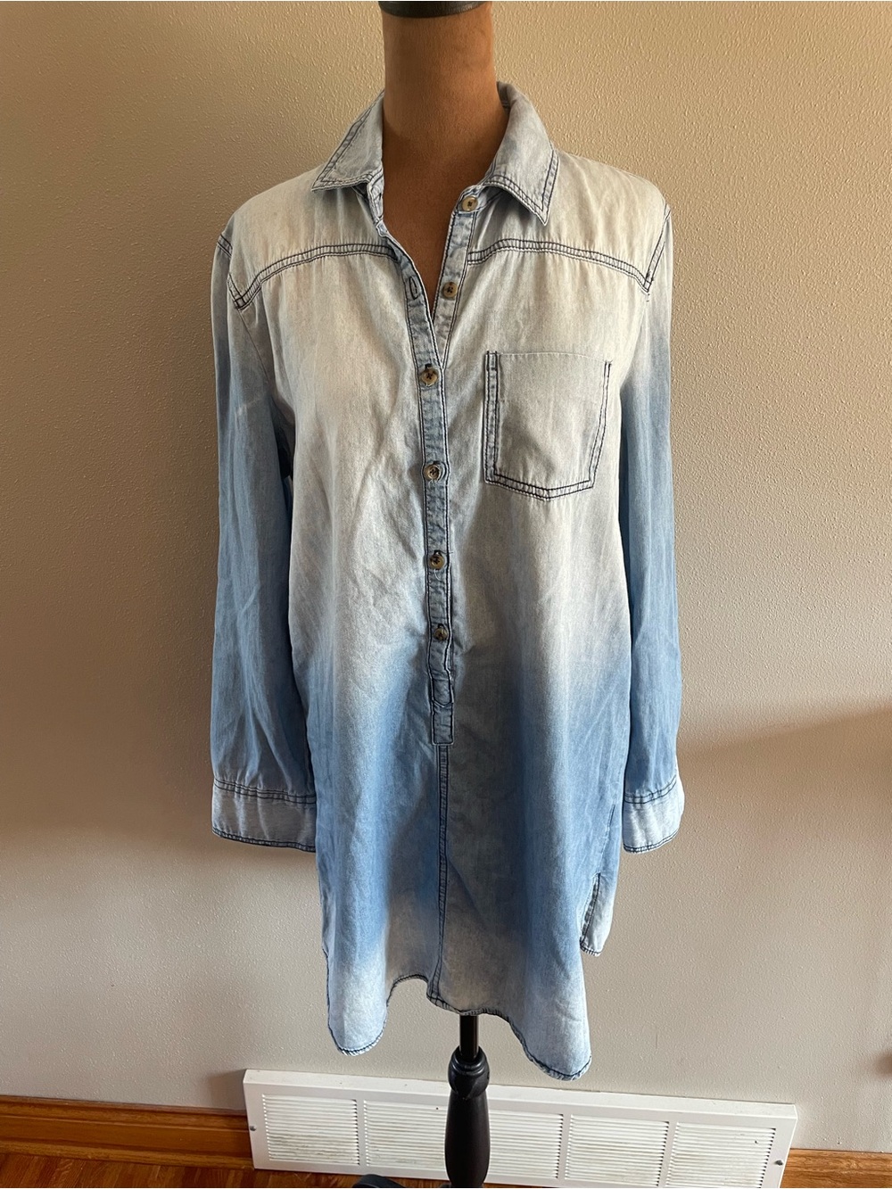Live 4 Truth Light Blue Ombre Denim Button-Down Tunic/Shirtdress